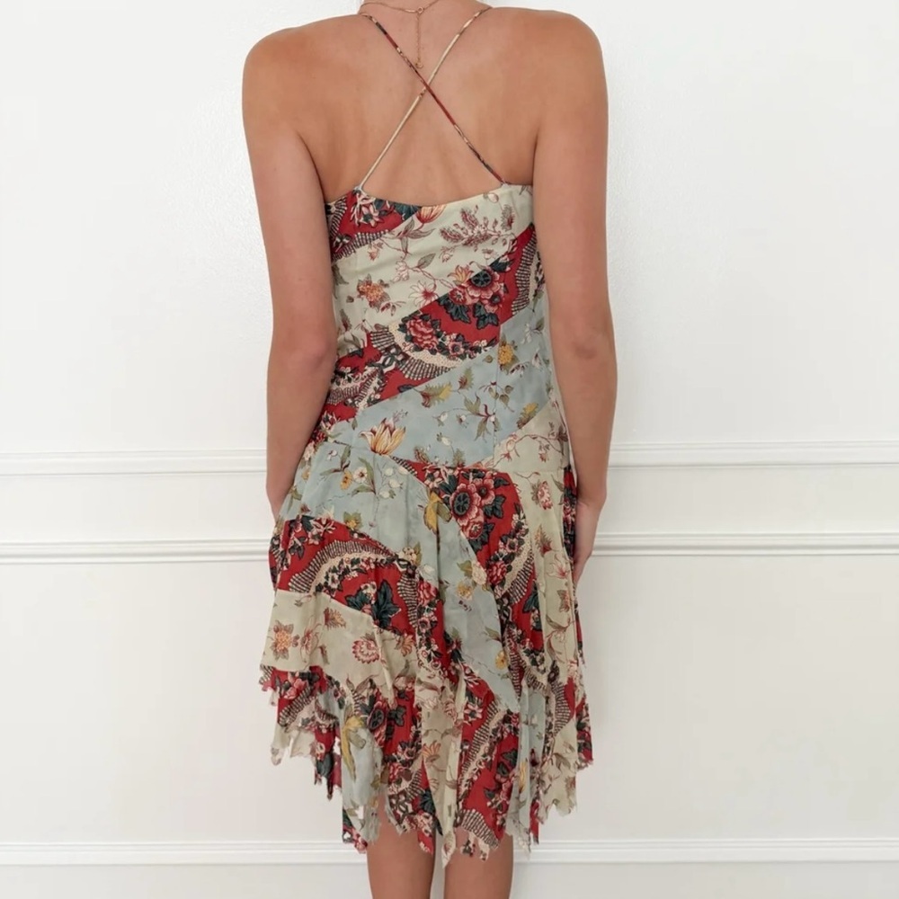 Vintage Ralph Lauren Patchwork Asymmetrical Midi Dress Handkerchief Western NWT - Picture 3 of 11